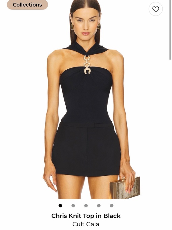 cult gaia Tops - cult gaia black halter knit top with gold hardware